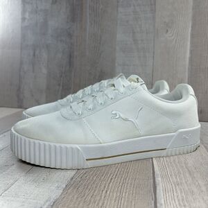 Puma Carina Summer Cat Women's 8.5 Casual Shoes Canvas Sneakers Low Top White